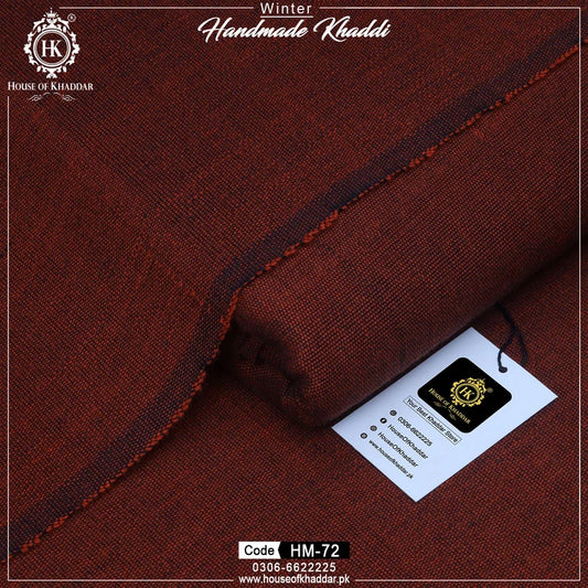 HM-72 Soft Red Self (Handmade Khaddar)