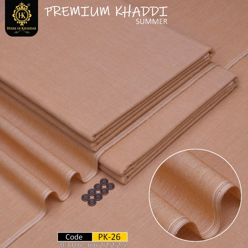 PK-26 Peach Self (Premium Khaddi-Summer Khaddar)